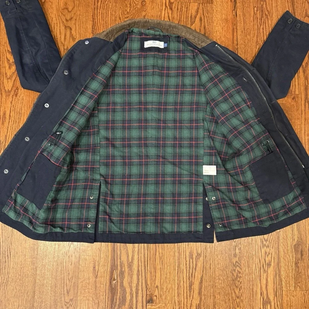 Peter Manning Navy Blue Tribeca Flannel Lined Field Barn Chore Jacket‎ Men's 4 L